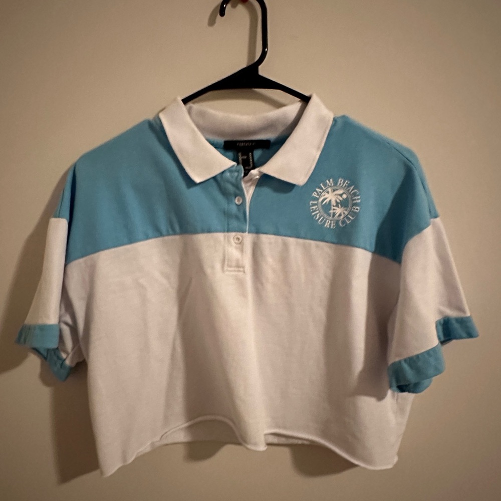 Blue/White Forever 21 crop top